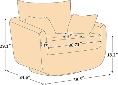 360° Swivel Accent Armchair Set of 2, 39.3" Oversized, Sherpa Boucle Fabric Sofa Chair with Removable Back & Arm Pillows, Swivel Chairs with Cozy Soft Padded, No Assembly Required, Camel