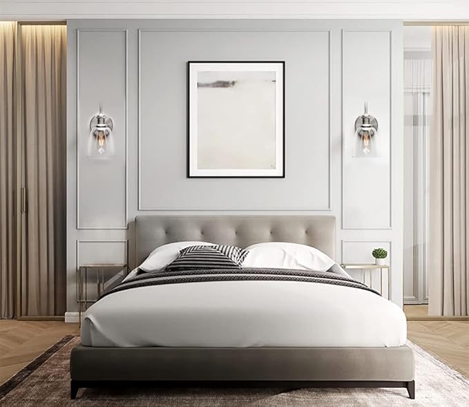 Yosoan 1-Light Brass Modern Vintage Indoor Wall Sconce, Vanity Single Luxury Hardwired Retro Textured Clear Oval Cone Glass Shade with Industrial Gooseneck Curved Rod Bathroom Lamp(Brushed)