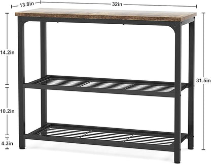 Ecoprsio Small Console Table, Sofa Table with Double Mesh Shelves, Industrial Entryway Table for Entryway, Hallway, Foyer, Front Hall, Sofa Couch, Living Room, Bar, Kitchen, 32 Inch, Rustic
