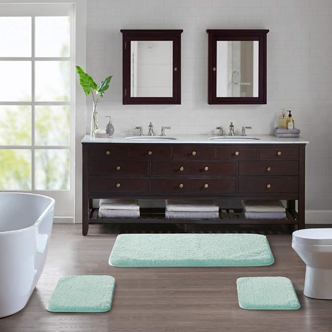 Suchtale Large Bathroom Rug Extra Soft and Absorbent Shaggy Bathroom Mat (24 x 60, Aqua) Machine Washable Microfiber Bath Mat for Bathroom, Non Slip Bath Mat, Luxury Bathroom Floor Mats Rubber Back
