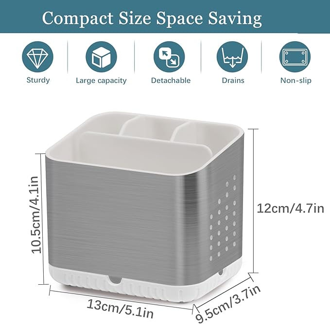 Toothbrush Holders for Bathrooms, Kids Electric Toothbrush and Toothpaste Holder, Brushed Nickel Toothbrush Caddy, Tooth Brushing Stand for Bathroom Organizer Countertop (Brushed Silver)