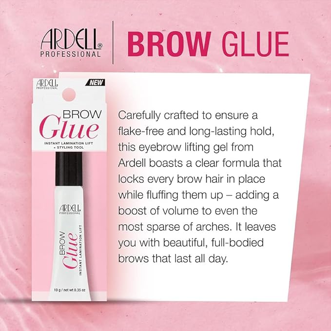 Ardell Brow Glue ?€? Clear Eyebrow Gel for Instant Lamination Lift with Styling Brush, All day Extreme Hold Brow Gel for Fluffy Defined Brows, 0.35 oz