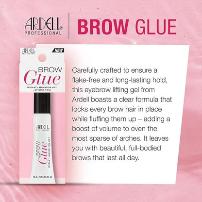 Ardell Brow Glue ?€? Clear Eyebrow Gel for Instant Lamination Lift with Styling Brush, All day Extreme Hold Brow Gel for Fluffy Defined Brows, 0.35 oz