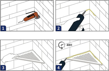 Corner Shower Shelf 10", Matte Black 304 Stainless Steel Pentagonal Corner Shelf Recessed Bathroom Storage Shampoo Holder Organizer Shelf