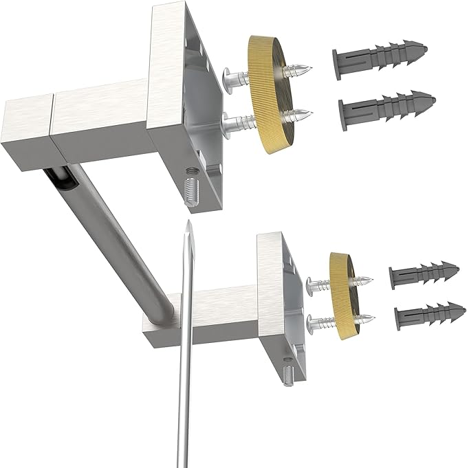 Ruacq Toilet Paper Holder Brushed Nickel 2 Pack Double Post Pivoting Square Tissue Holders Roll Holder Hangers Toilet Paper Stand Stainless Steel and Zinc Alloy Modern Wall Mounted