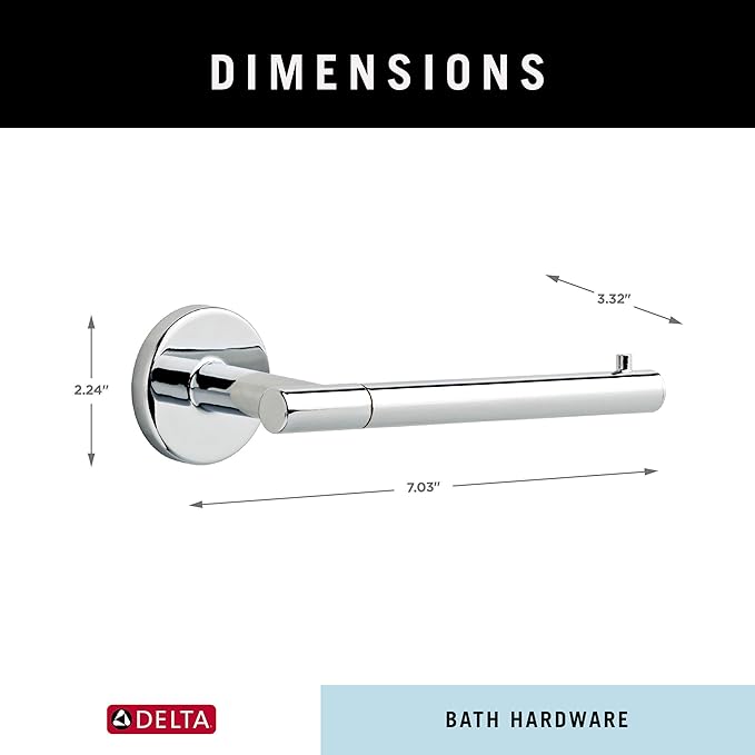 Delta Trinsic (1-Pack) Toilet Paper Holder Polished Chrome Tissue Roll Holder for Bathroom Organization and Storage Single Post Toilet Tissue Holder Wall Bathroom Accessories 75950