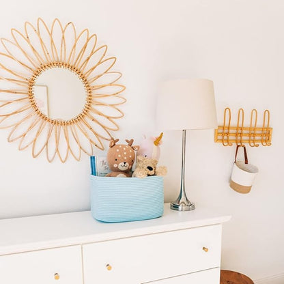 OrganiHaus Woven Storage Baskets for Organizing, Cotton Rope Organizer Bins for Shelves, Closet & Nursery, Dog Toy Basket, Decorative Bins for Toys, Towels & Books - 15x10x9, Blue