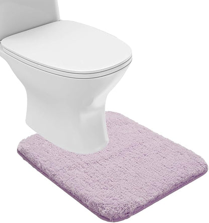 Suchtale Bathroom Contour Rug Non Slip Bath Mat Water Absorbent Soft Microfiber Shaggy Bathroom Mat Machine Washable Bath Rug for Bathroom Thick Plush U Shape Toilet Rug (20 x 24, Lavender)