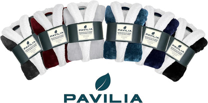 PAVILIA Mens Soft Robe | Warm Fleece Robes for Men, Soft Spa Bathrobe with Shawl Collar and Pockets
