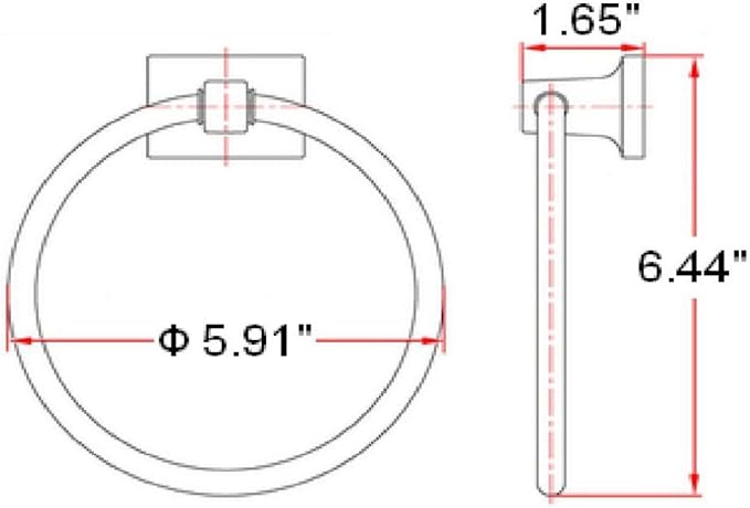 Design House Millbridge Towel Ring, Concealed Screws, Standard Wall Mount, Easy Installation, Polished Chrome, 6 in, 5.91 in L x 6.44 in W x 1.65 in H, Item 533091