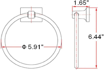 Design House Millbridge Towel Ring, Concealed Screws, Standard Wall Mount, Easy Installation, Polished Chrome, 6 in, 5.91 in L x 6.44 in W x 1.65 in H, Item 533091