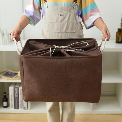 TheWarmHome Organization and Storage for Organizing - Extra Jumbo 3 Pack 20.5x15.7x13.8 inch Fabric Storage Bin for Shelves, Storage cubes for Decorative Shoes Towel Blanket Closet (Brown)