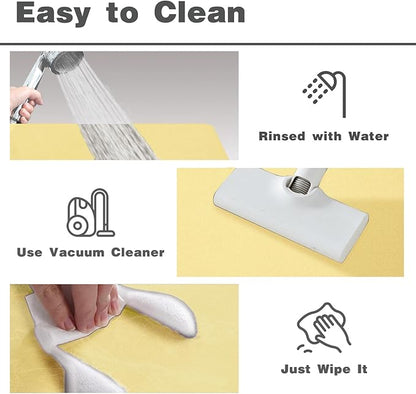 Bathroom Mat Quick Dry, Bathroom Rugs Non Slip Washable Thin Absorbent Bath Mat Fits Under Door Bathroom Floor Mat Perfect for Bath, Shower, or Sink 24"x70" Light Yellow