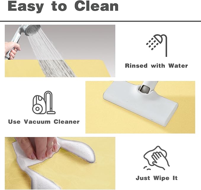 Bath Mat, Bathroom Rugs Non Slip Washable Thin Absorbent Quick Dry Bath Mat Fits Under Door Bathroom Floor Mat Perfect for Bath, Shower, or Sink 20"x48" Light Yellow