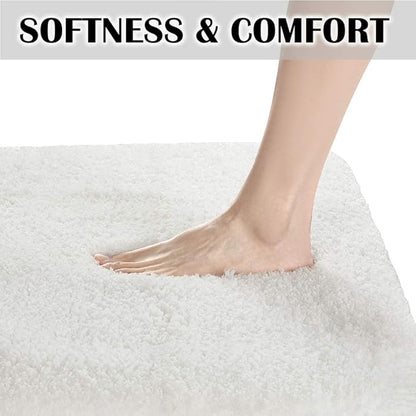 Suchtale Bathroom Contour Rug Non Slip Bath Mat Water Absorbent Soft Microfiber Shaggy Bathroom Mat Machine Washable Bath Rug for Bathroom Thick Plush U Shape Toilet Rug (20 x 24, White)