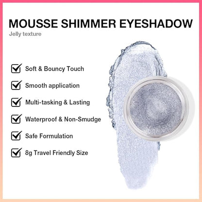 Cream Glitter Grey Blue Shimmer Metallic Eyeshadow Palette Makeup, Natural Single Mini Instant Holographic Eyeshadow For Older Women, Sombras Crema Para Ojos, Talc, Paraben & Cruelty Free