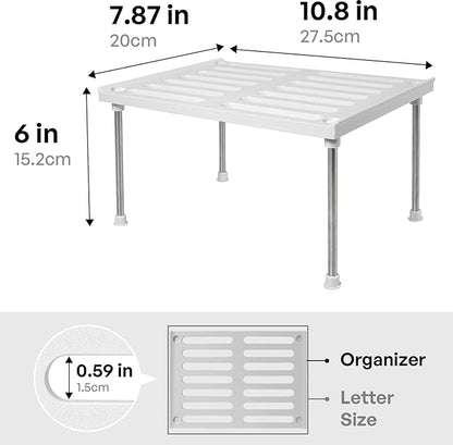 carrotez Kitchen Cabinet Organizer, Cabinet Shelves and Storage, Pantry Storage Shelf Organizer, Kitchen Counter Shelf, Cupboard, Under Sink, Stackable, Expandable, Set of 2, White