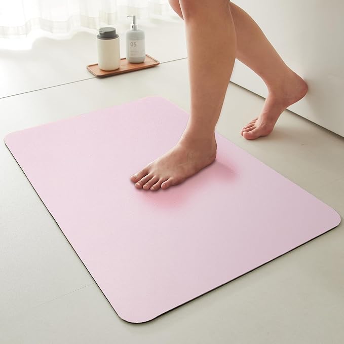 Bath Mat, Bathroom Rugs Non Slip Washable Thin Absorbent Quick Dry Bath Mat Fits Under Door Bathroom Floor Mat Perfect for Bath, Shower, or Sink 36"x60" Pink