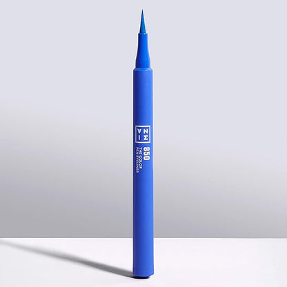 3INA The Color Pen Eyeliner 850 - Ultra Fine Tip 14H Blue Longwear Liquid Liner - Vibrant Colors, Matte, Smudgeproof, Flake Proof Eye Makeup - Cruelty Free, Paraben Free, Vegan Cosmetics - Blue