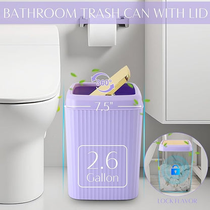 32PCS Bathroom Accessories Set Bathroom Set,Purple Shower Curtain Set,Bath Towel Set,Hand Towel,Toilet Brush,Trash Can & 3PCS Soap Dispenser