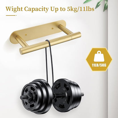 Brushed Gold Toilet Paper Holder, Upgraded SUS304 Stainless Steel Toilet Roll Holder, Modern Double Base Paper Towel Holder Wall Mount for Bathroom, Kitchen, Washroom