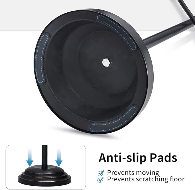 RUMOSE Toilet Paper Holder Stand for Floor, Oil Rubbed Bronze Adjustable (12.4" to 22.8") Bathroom Toilet Tissue Holder, Free Standing Toilet Paper Roll Holder with Storage, Stainless Steel