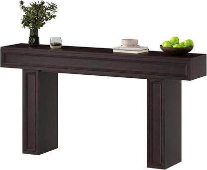 Rresyet 63 Inch Long Console Table, Sofa Table Behind Sofa, Wooden Entryway Table, Farmhouse Entryway Table for Entry, Hallway, Living Room (Cherry)
