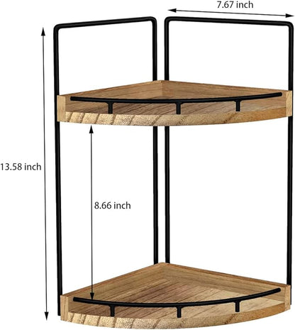 Dorhors 2-Tier Bathroom Counter Organizer,Vanity Counter Corner Shelf, Skincare, Wood Countertop Bathroom Storage and Organization for Kitchen (Brown)