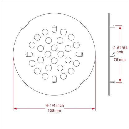 rrajj 4-1/4 (4.25) Inch(108mm) Round Snap-in Shower Floor Drain Cover Replacement Cover (Brushed Nickel)