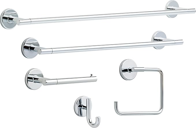Delta Trinsic (1-Pack) Toilet Paper Holder Polished Chrome Tissue Roll Holder for Bathroom Organization and Storage Single Post Toilet Tissue Holder Wall Bathroom Accessories 75950