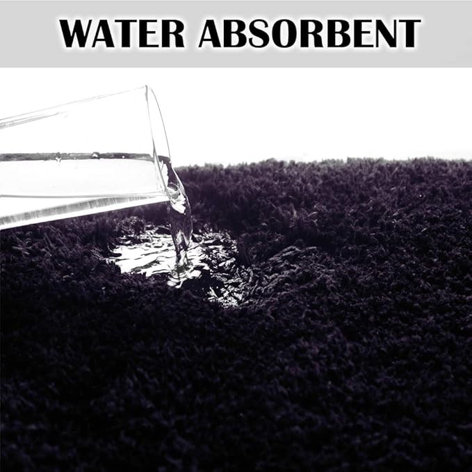 Suchtale Large Extra Soft and Absorbent Shaggy Bath Mat (24 x 40, Dark Purple) Machine Washable Microfiber Non Slip Bath Mat for Bathroom Floor