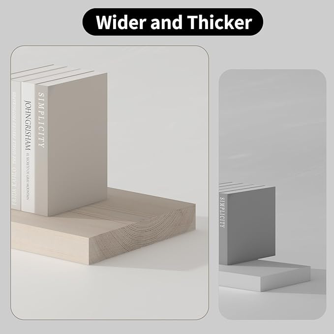 SAUMONIERES Floating Shelves 8 Inch Deep Solid Wood Wide Wall Shelf Set of 2 Wall Mounted for Bedroom Bathroom Living Room Kitchen, 36 Inch Natural