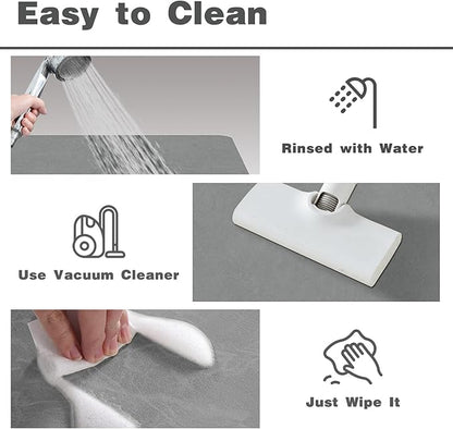 Bathroom Mat Quick Dry, Bathroom Rugs Non Slip Washable Thin Absorbent Bath Mat Fits Under Door Bathroom Floor Mat Perfect for Bath, Shower, or Sink 17"x59" Light Grey