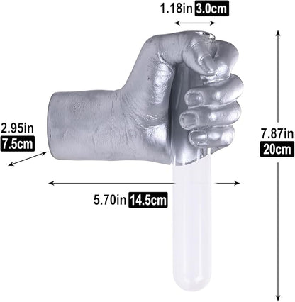 Silvery Wall Sculptures, Hand Vases Home Decor, Wall Mount Art Sculpture, Unique Wall Art Statue, Funky Flower Vase Decorations, Modern Eclectic Hanging Decor,Glass Test Tube Vase (Silvery)