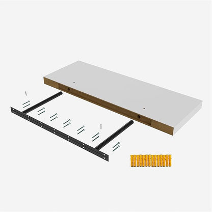 Wall Shelf Set of 2, White Floating Shelves 24 in W x 10 in D x 1 in H, Wooden Floating Wall Shelf with Invisible Brackets for Living Room/Bedroom/Bathroom/Kitchen Storage and Decor