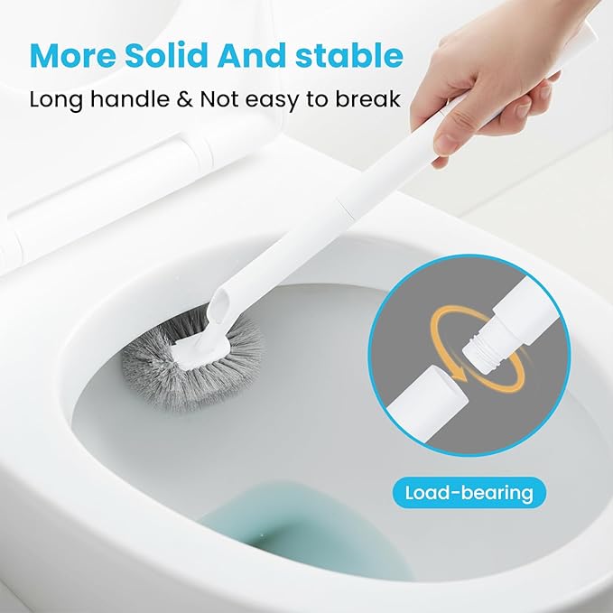 Toilet Plunger and Bowl Brush Combo for Bathroom Cleaning, White, 1 Set