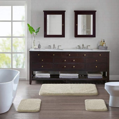 Suchtale Bath Rug for Non Slip Bath Mat (20 x 32, Light Tan) Water Absorbent Soft Microfiber Shaggy Thick Plush Shower Mat