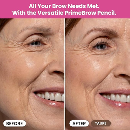 PrimeBrow Pencil for Mature Women ?€? Ultra-Precise Tip for Natural, Hair-Like Strokes ?€? Smudge-Proof & Long-Lasting Wear ?€? Great for Thinning, Sparse, or Graying Brows (Taupe)