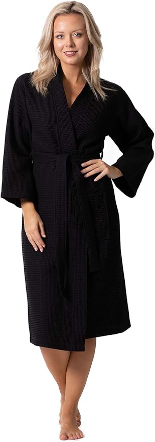 Turkish Linen Waffle Knit Lightweight Kimono Spa & Bath Robes for Women - Quick Dry - Soft