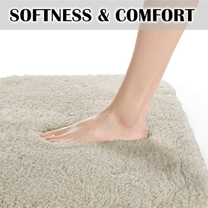 Suchtale Large Bathroom Rug Extra Soft and Absorbent Shaggy Bathroom Mat (24 x 60, Light Tan) Machine Washable Microfiber Bath Mat for Bathroom, Non Slip Bath Mat, Bathroom Floor Mats Rubber Back