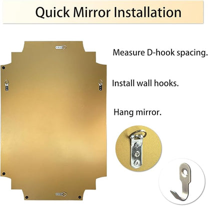 Wall Mirror Full Length, 47" x 24" Gold Framed Full Body Mirror, Scalloped Beveled Polished Decorative Mirrors, Large Rectangle Irregular Wall Mirror for Bathroom/Bedroom/Living Room/Entryway