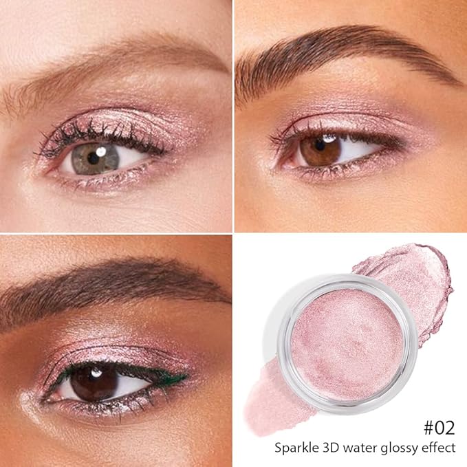 Cream Glitter Pale Pink Shimmer Metallic Eyeshadow Palette Makeup, Natural Single Mini Instant Holographic Eyeshadow For Older Women, Sombras Crema Para Ojos, Talc, Paraben & Cruelty Free