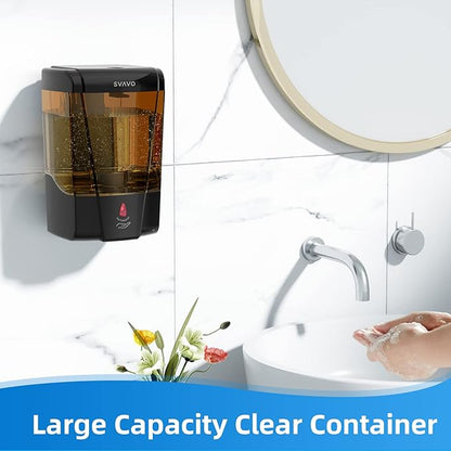 SVAVO Automatic Soap Dispenser Hand Soap Dispenser Wall Mount 600m/21fl.oz, Touchless Electric Sensor Pump Battery Operated for Offices Home Kitchen Bathroom Hotel Restaurant Commercial