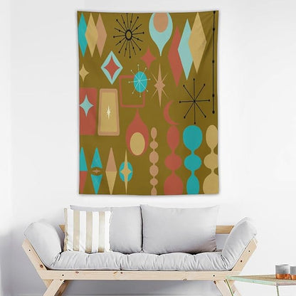 ICMOLYYENLO Boho Medieval Cat Tapestry, Abstract Atomic Starburst Geometric Aesthetic Art Wall Hanging For Bedroom Living Room Dormitory 40x60 Inches