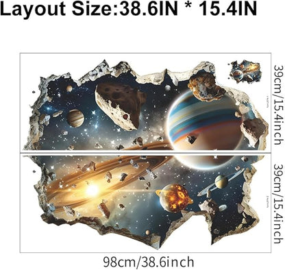 Quanhaigou 3D Galaxy Outer Space Wall Decals Stickers Wall Murals Wallpaper Decor for Home Floor Living Room (Universe Planet)