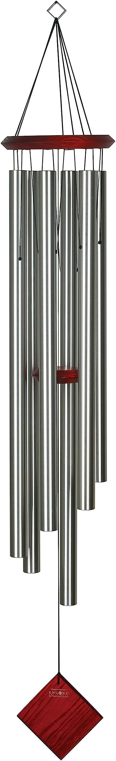 Woodstock Chimes Neptune Wind Chime for Outside 54" Large Silver, Deep Tone Sound for Outdoor Garden, Patio, Porch Decor, Encore Collection DCS54