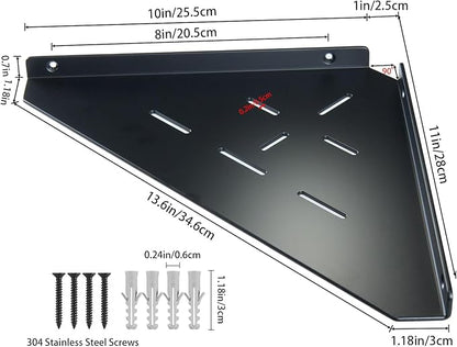 Corner Shelf, 3.0mm Aluminum Alloy Corner Shelf Wall Mounted, for Bathrooms,Offices, Bedrooms,Kitchens,Dorm Rooms and Living Rooms(11 in Black)