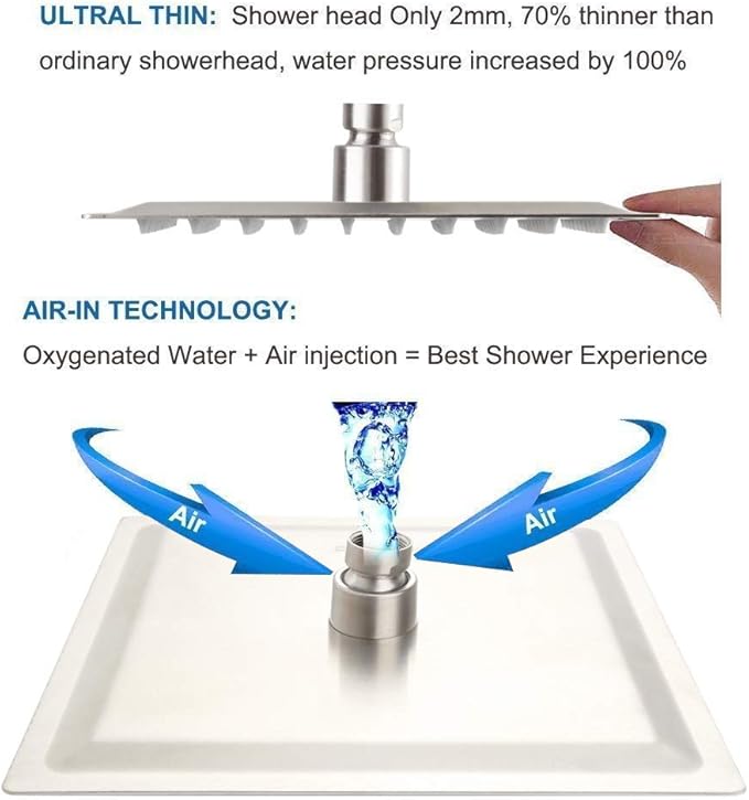 POP SANITARYWARE Shower Only Faucet Set Brushed Nickel, Bathroom Rain Mixer Shower Head Set Wall Mounted Rainfall Shower System Single Handle Shower Trim Kit with Rough-in Valve