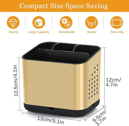 Toothbrush Holders for Bathrooms, Tooth Brush Holder for Bathroom Countertop Organizer, Kids Electric Toothbrush and Toothpaste Holder (Brushed Gold)