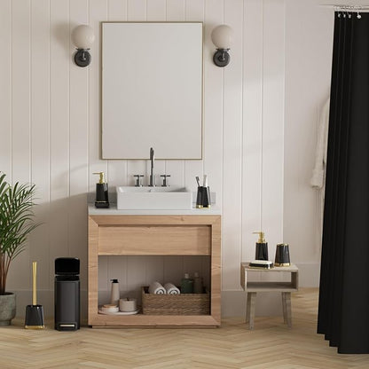 Bathroom Accessories Set- 8PC Black Bathroom Set, Luxury Bathroom Set with Stainless Steel Bathroom Trash Can, Toilet Brush, Toothbrush Holder & Soap Dispenser